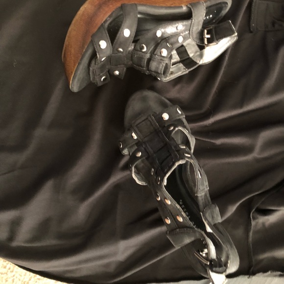 Black and Silver denim studded wedge sandals - Picture 7 of 7